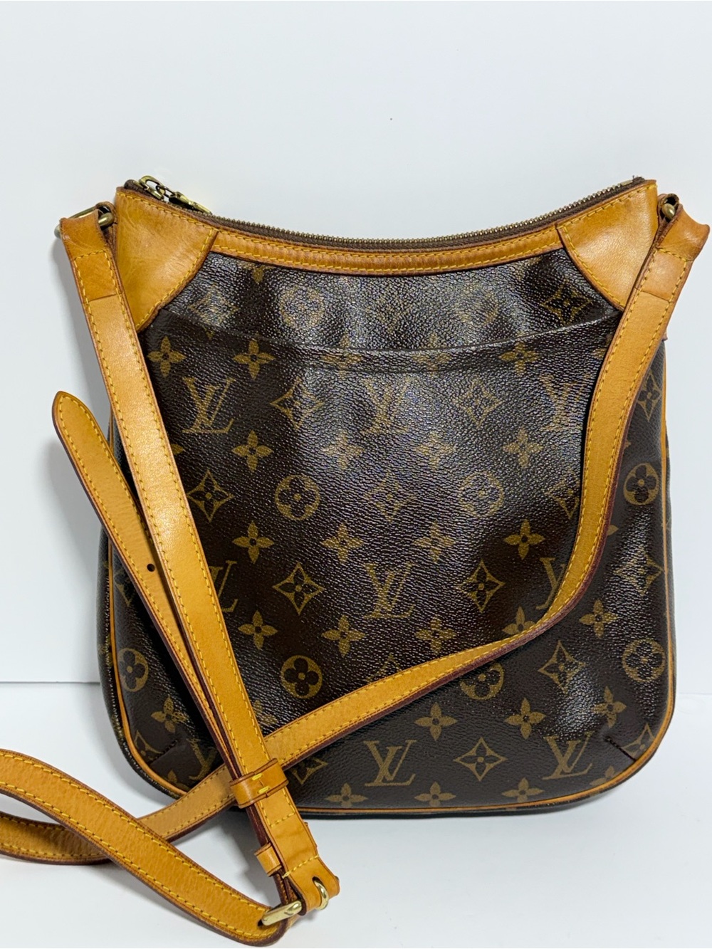 Louis Vuitton Odeon Monogram Canvas Crossbody with Tan Leather Trim